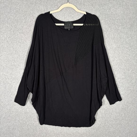 NY 77 Design Top Large Tunic Asymmetric Stretch Flowy Lagenlook Lagom Artsy Boho - Picture 1 of 9